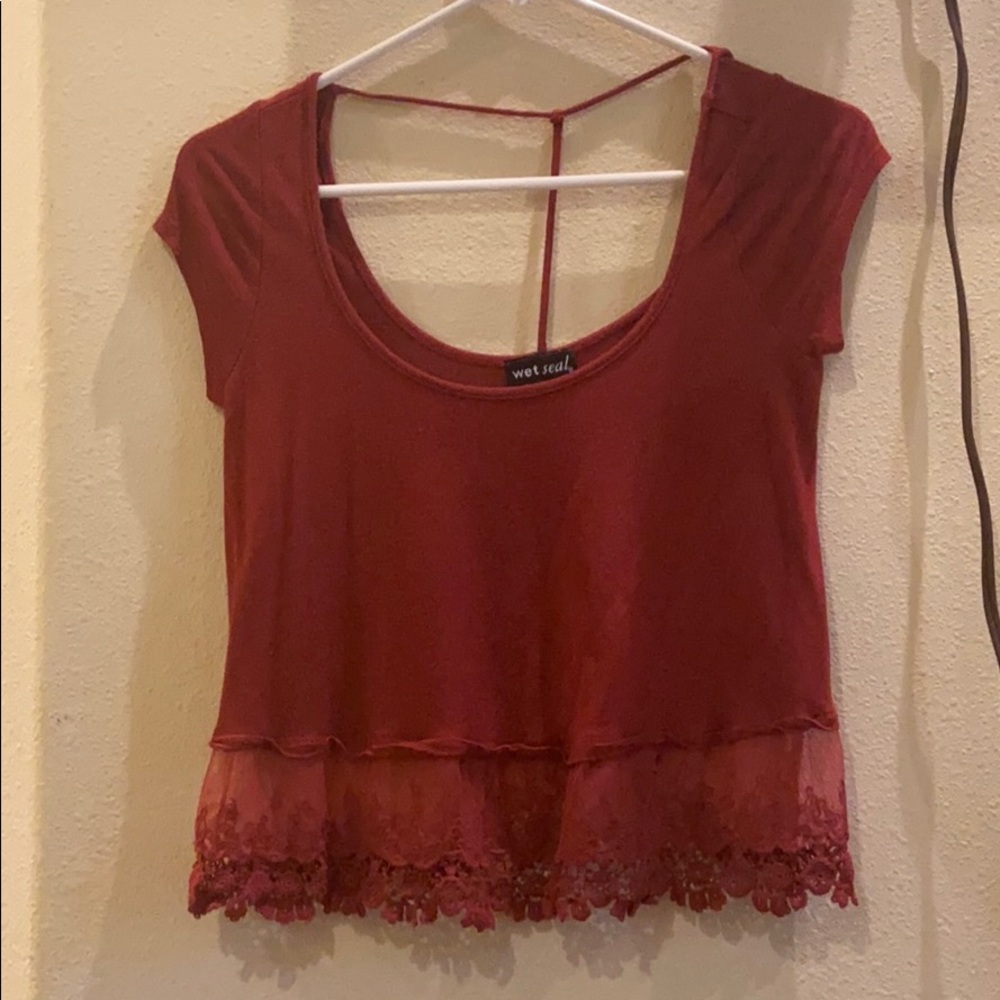 Wet seal copper orange crop top